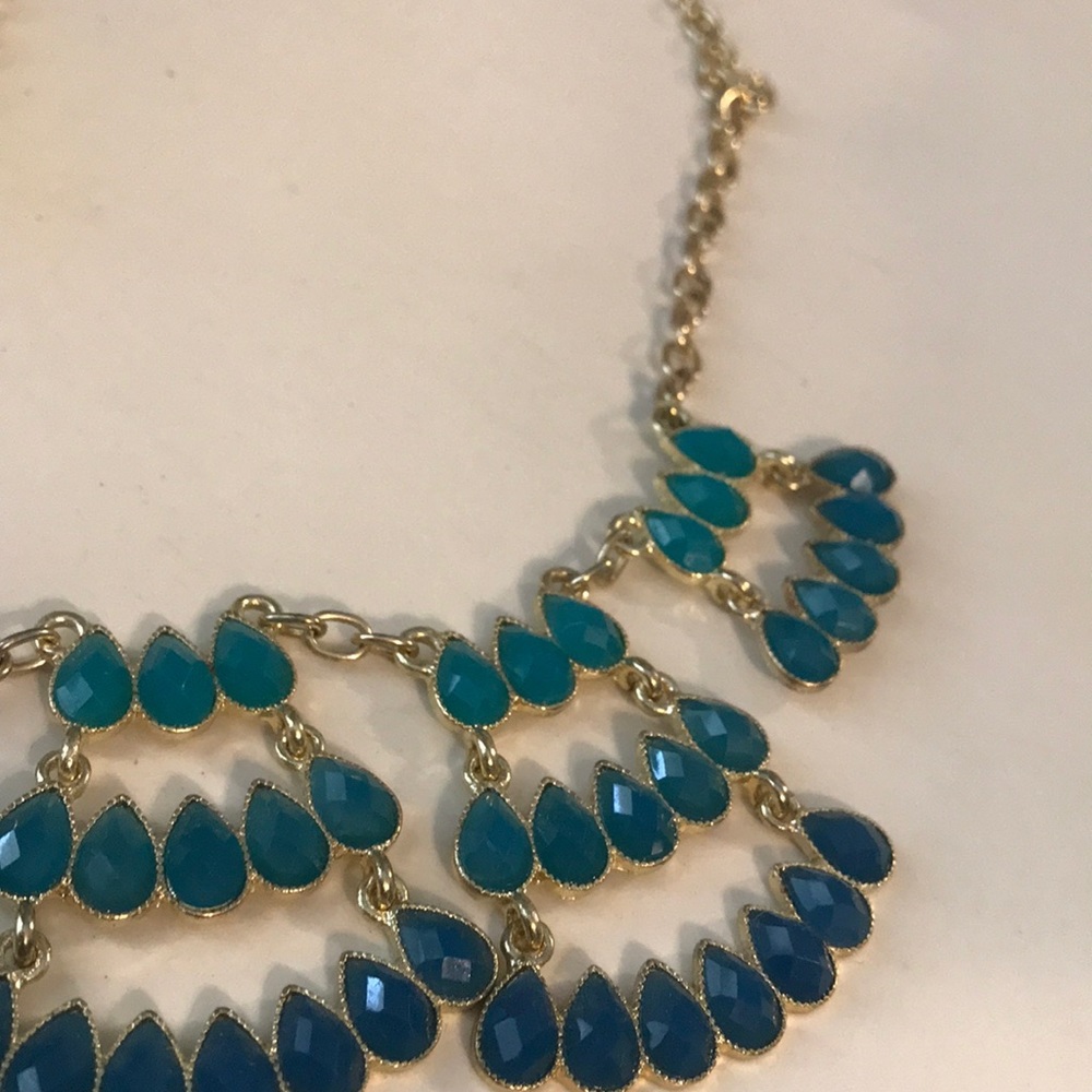 teal and gold necklace
